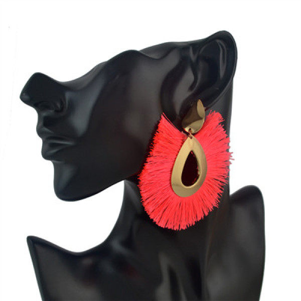 E-4564 8 Colors Boho Fringe Earrings  Waterdrop Stud Tassel Earring Elegant Jewelry
