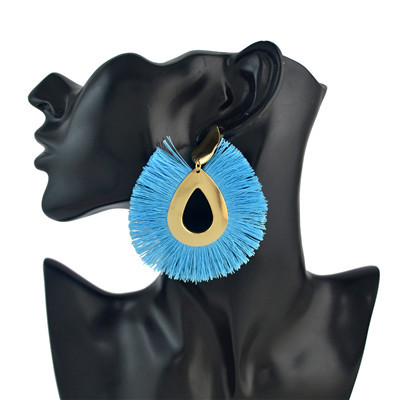 E-4564 8 Colors Boho Fringe Earrings  Waterdrop Stud Tassel Earring Elegant Jewelry