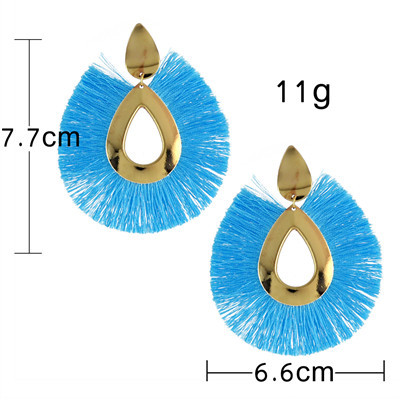 E-4564 8 Colors Boho Fringe Earrings  Waterdrop Stud Tassel Earring Elegant Jewelry