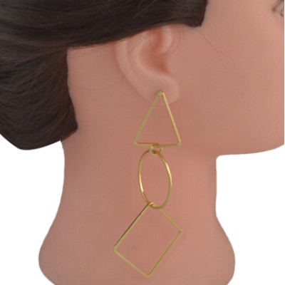 E-4566 2 Colors Fashion Gold Silver Metal Geometric Long Drop Earrings for Women Bridal Wedding Party Jewelry