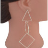 E-4566 2 Colors Fashion Gold Silver Metal Geometric Long Drop Earrings for Women Bridal Wedding Party Jewelry