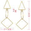 E-4566 2 Colors Fashion Gold Silver Metal Geometric Long Drop Earrings for Women Bridal Wedding Party Jewelry