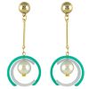 E-4563 3 Colors Fashion Gold Metal Pearl Long Drop Earrings for Women Bridal Wedding Party Jewelry