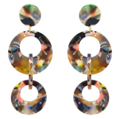 E-4569 4 Colors Fashion Geometric Circles Rounds Long Drop Earrings for Women Bridal Wedding Party Jewelry