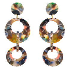 E-4569 4 Colors Fashion Geometric Circles Rounds Long Drop Earrings for Women Bridal Wedding Party Jewelry