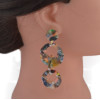 E-4569 4 Colors Fashion Geometric Circles Rounds Long Drop Earrings for Women Bridal Wedding Party Jewelry