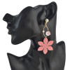 E-4567 Fashion Flower Pearl Long Drop Dangle Earrings for Women Wedding Bridal Ear Jewelry