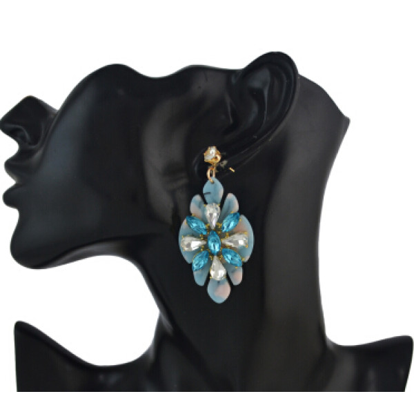 E-4570 Trendy Women Flower Shape Acrylic Crystal Statement Earrings Party Jewelry Gift