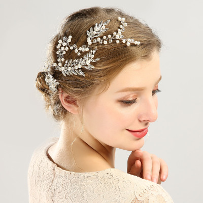 F-0478 Luxury Fashion  Flowers Rhinestone Crystal Pearl Beads  Hairband Bridal Wedding Women Hair Accessories Jewelry