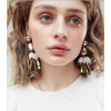 E-4571 Fashion Acrylic Flower Long Drop Dangle Earrings for Women Wedding Bridal Ear Jewelry