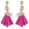 E-4571 Fashion Acrylic Flower Long Drop Dangle Earrings for Women Wedding Bridal Ear Jewelry