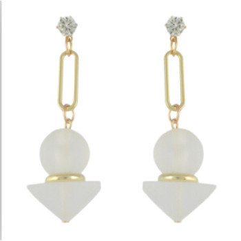 E-4577 Cute Women's Drop Earrings Round Triangular Crystal  Rhinestone Wedding Bridal Bling Long Dangle Earring