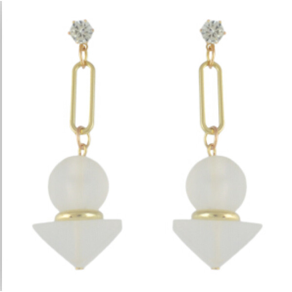 E-4577 Cute Women's Drop Earrings Round Triangular Crystal  Rhinestone Wedding Bridal Bling Long Dangle Earring