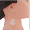 E-4577 Cute Women's Drop Earrings Round Triangular Crystal  Rhinestone Wedding Bridal Bling Long Dangle Earring