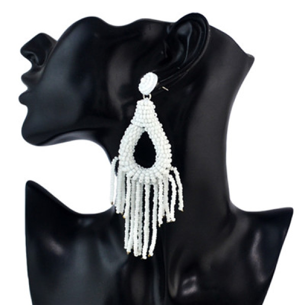 E-4582 7 Colors Trendy Small  Beads Bunch Round Tassel Women Earring