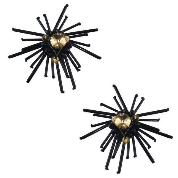 E-4578 Fashion Handmade Stud Earrings Black Beads Champagne Crystal Earring Bridal Bridemaid for Wedding