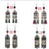E-4580 Vintage Silver Metal Rhinestone Statement Long Drop Earrings for Women Bohemian Party Jewelry Gift