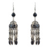 E-4580 Vintage Silver Metal Rhinestone Statement Long Drop Earrings for Women Bohemian Party Jewelry Gift