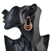 E-4591 Vintage Style Copper Tone Simple Carving Flower Earrings Women Jewelry