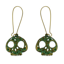 E-4585 Retro Bronze Skull Drop Dangle Earrings Party Jewelry