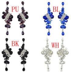 E-4589 4 Colors Fashion Bohemian Silver Alloy Crystal Rhinestone  Drop Dangle Earrings Women Jewelry