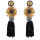 E-4597 Trendy European Rhinestone Ball Flower Long Thread Tassel Earrings