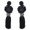 E-4597 Trendy European Rhinestone Ball Flower Long Thread Tassel Earrings