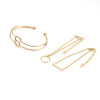 B-0886 3pcs/set Double Knot Openable Bangle Bracelet Gold Chain Bracelets Set