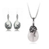 N-7111  E-0270 New Hot Rhinestone Cat Eyes Gemstone Drop Dangle Earrings Necklace Jewelry Set