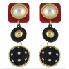 E-4596 Fashion Acrylic Cloth Ball Pearl Drop Earrings for Women Ladies Statement Party Jewelry
