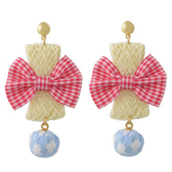 E-4415 New Fashion Gold Plated Alloy cloth bowknot Plush ball pendant Earrings