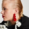 E-4375 7 Colors Pom Pom Ball Statement Drop Earrings for Women Ladies Weddding Party Fashion Accessories