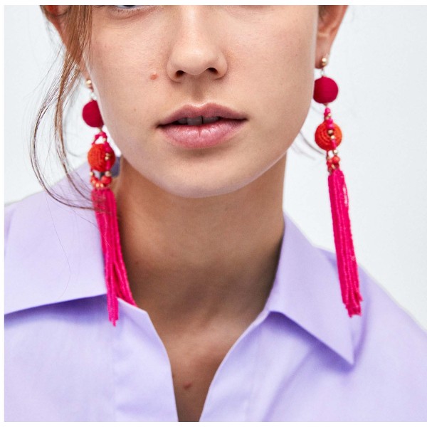 E-4355 6 Colors Fashion Bead Tassel Bohmian Earring for Women Jewelry