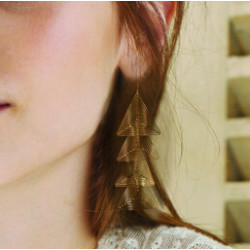 E-4604 2 Colors New Fashion Silver Gold Metal Hollow Triangular Geometric Shape Dangle Earrings