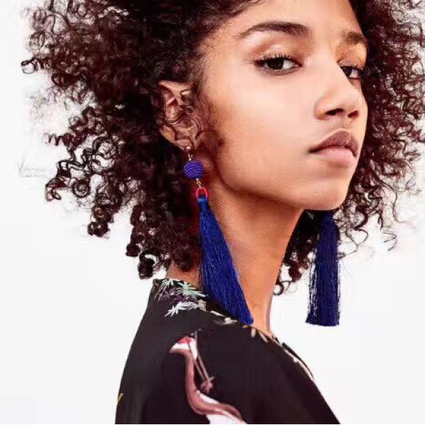 E-4238 6 Colors Handmade Bohemian Long Tassel Fringe Drop Earrings for Women Party Jewelry Accessories
