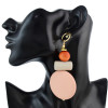 E-4608 Bohemian Resin Round Wood Bead Statement Earring Ear Stud for Fashion Women