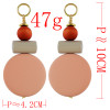 E-4608 Bohemian Resin Round Wood Bead Statement Earring Ear Stud for Fashion Women