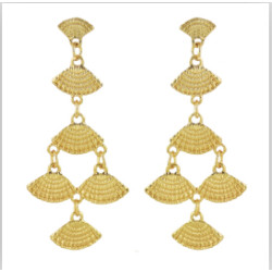 E-4606 2 Colors New Fashion Silver Gold Metal Shell Shape Drop Dangle Earrings Women Fashion Jewelry