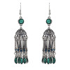 E-4609 Bohemian Silver Alloy Crystal Tassel Statement Drop Dangle Earrings For Fashion Women