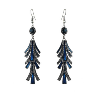 E-4616 7 Colors Ladies Silver Metal Rhinestone Statement Earrings for Women Wedding Party Jewelry