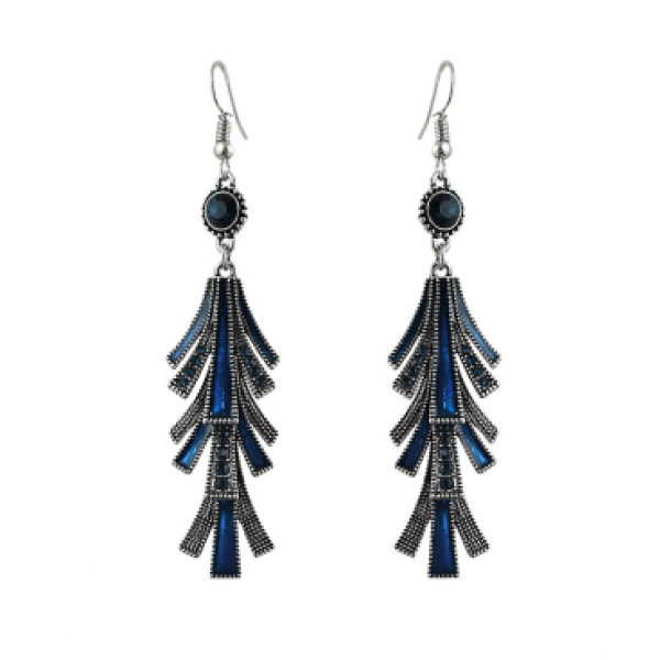 E-4616 7 Colors Ladies Silver Metal Rhinestone Statement Earrings for Women Wedding Party Jewelry