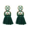 E-4620 New Fashion Fringe Tassel Crystal Long Drop Statement Earrings for Women Wedding Party Jewelry