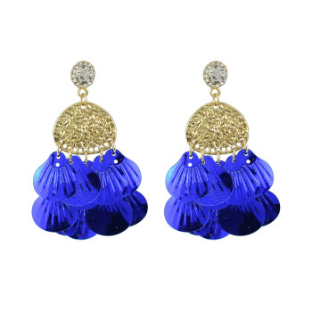 E-4619 5 Colors Trendy Bohemian Alloy Sequins Drop Dangle Earrings Party Jewelry