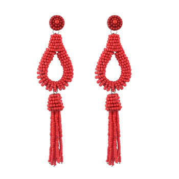 E-4626 Bohemian Drop Earrings Fringe Pendant Beaded Earring Stud