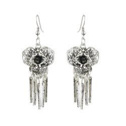 E-4621 New Fashion Silver Plated Alloy  Flower Shape Tassel Earrings For Women Jewelry