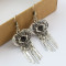 E-4621 New Fashion Silver Plated Alloy  Flower Shape Tassel Earrings For Women Jewelry