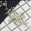 F-0485 Bridal Long Ribbon Copper Crystal Pearl Headbands Wedding Hair Jewelry Accessories