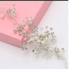F-0485 Bridal Long Ribbon Copper Crystal Pearl Headbands Wedding Hair Jewelry Accessories