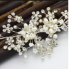 F-0485 Bridal Long Ribbon Copper Crystal Pearl Headbands Wedding Hair Jewelry Accessories