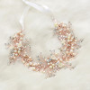 F-0487 2 Colors Fashion Ribbon Copper Wire Crystal Pearl Handmade Wedding Hair Accessory